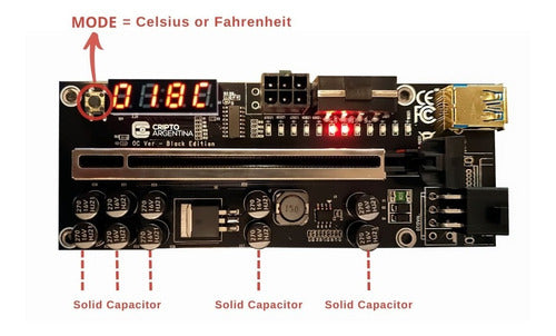 Riser V14 V014S Pro PCIe 10 Capacitors Temperature Display 2