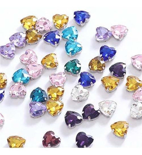 50pcs Heart Shaped Glass Rhinestones 12mm in Lilac - Pack of 50 3