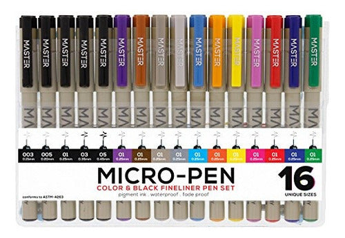 Mastermarkers Conjunto De 32 Plumas De Tinta Exclusivas Micro-Pen Fineline 3