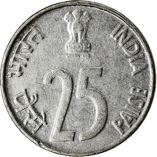 India Moneda Del Año 2001 De 25 Paise - Rinoceronte 1