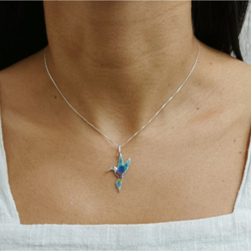 Venetian Chain Hummingbird Silver 925 Necklace Earrings Set 1