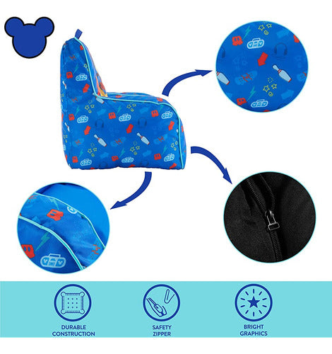 Idea Nuova Disney Mickey Mouse Kids Nylon Bean Bag Chair Con 3