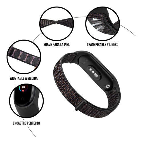 CG Nylon Velcro Strap with Silicone Case for Xiaomi Mi Band 3/4 and 5/6 1