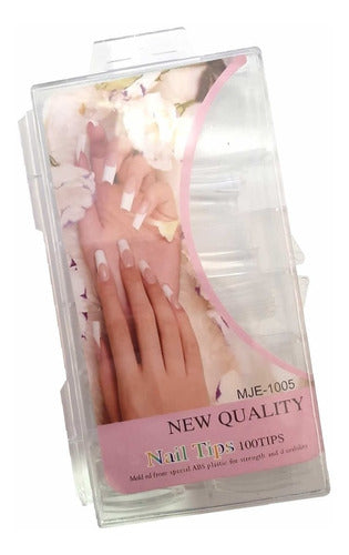 Nail Tips Tips Box X 100 Un. Sculpted Nails White, Natural Transparent 5