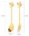 Home Love Set X24 Golden Dessert Forks & Spoons with Floral Design 2