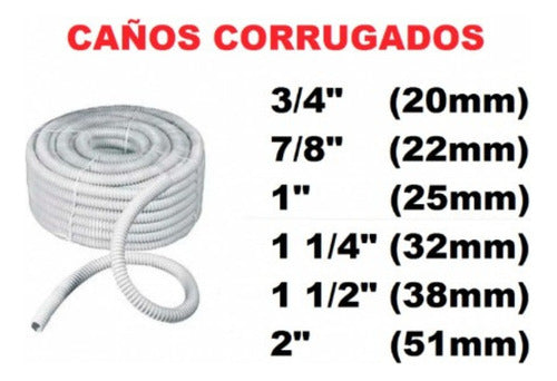 Caño Corrugado Blanco Ignifugo 1 Pulgada Por 25 Mts 5