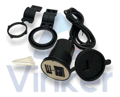 USB Charger Port for Motorcycle / ATV with Holder 3