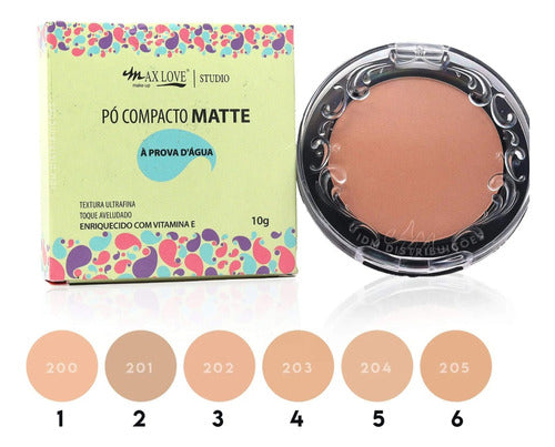 Pó Compacto Matte A Prova D'agua Love Cor 204 - Max Love 3