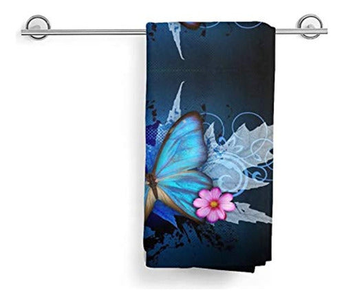 Dujiea Blue Butterfly Flower Kitchen Dish Towels 2