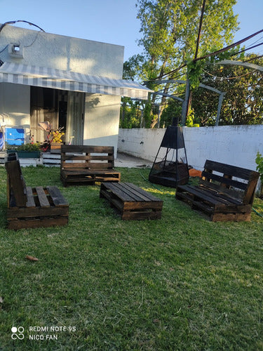 Palletstars Juego De Tres Sillones En Pallet + Mesa Ratona 5