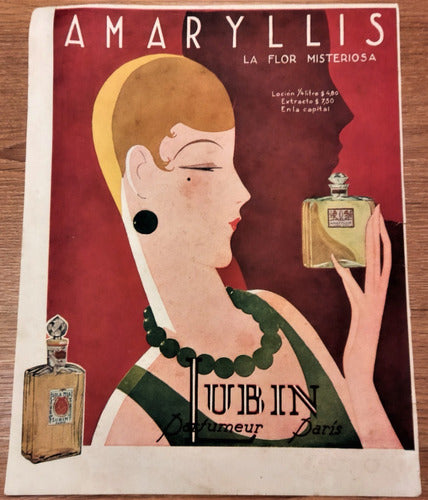 1927 Art Deco Publicidad Perfume Amaryllis Lubin Argentina 0