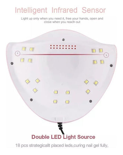 Mania-Electronic Cabina UV LED Secador Uñas Gel y Semi Cable USB 54W Rosa 6