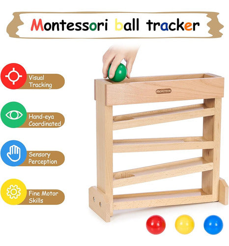 Moriteck Montessori Ball Drop Toy, Wooden Ball Tracker, Earl 1