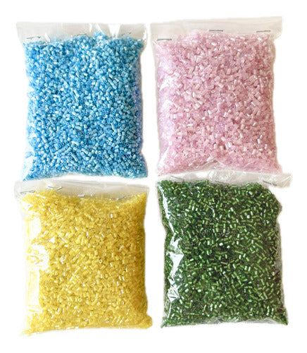 4 Packs of Sliced Glass Beads 100g Each - Assorted Colors 0