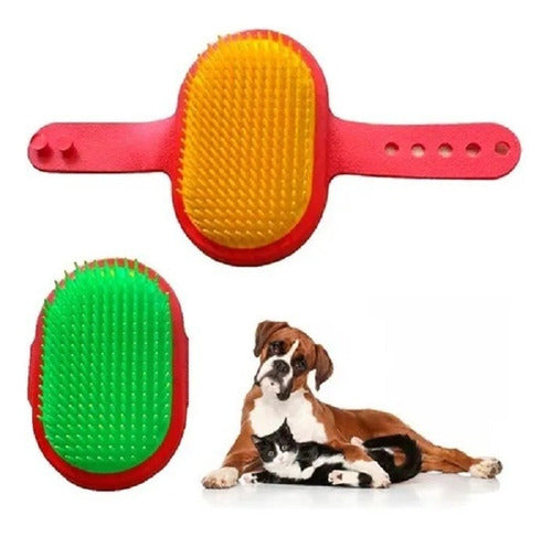 Set of 2 Pet Brushes with Adjustable Glove Design and Firm Bristles 0