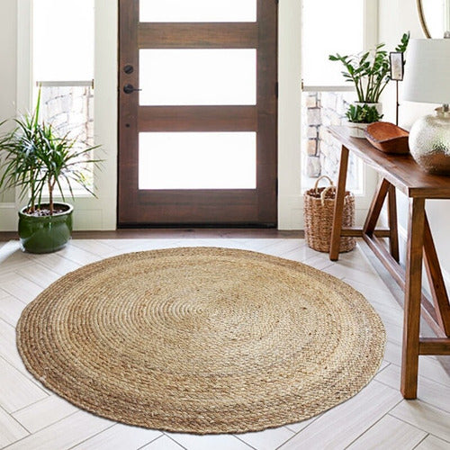 Home & Home Round Jute Rug 100% Natural 90cm Made in India 1