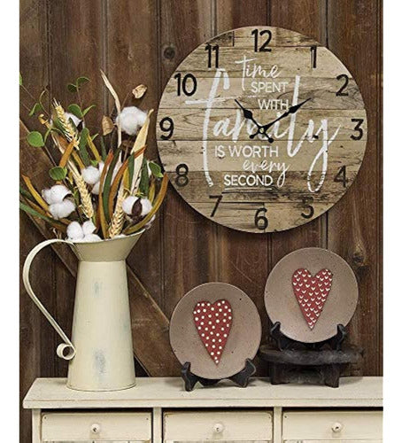 QOL TOP Round Farm Wall Clock - 13 Inches - Rustic Style 2