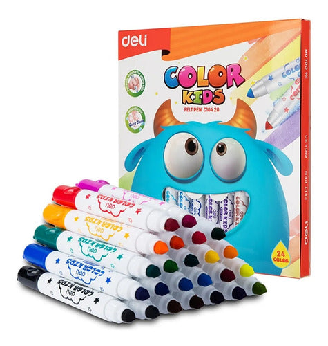 Deli Fibra Markers EC10420 X24 Kids Febo 0