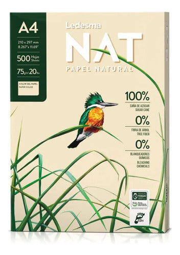 Resma Papel Ecológico Natural A4 Nat 75g Ledesma X500 Hojas 0