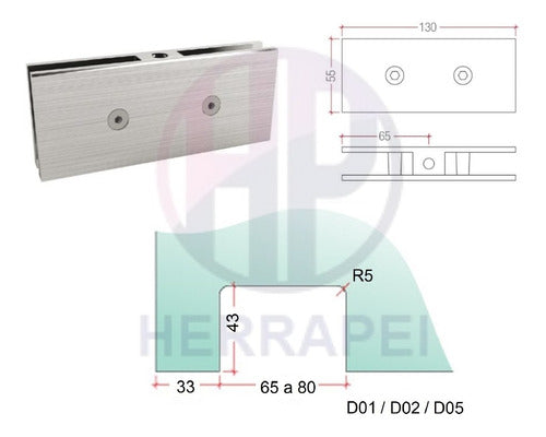 Herrajes MI Glass Door Pivot Hinge Blindex D02 2