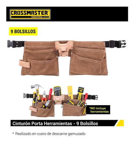Leather Tool Belt 9 Pockets Crossmaster 1