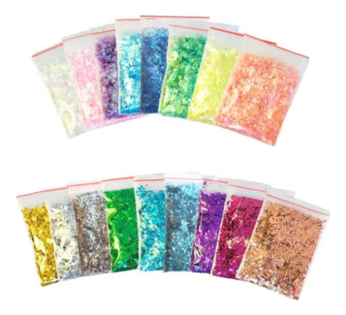 Glitter Escarcha Pack 17 Colores Resina Uñas Makeup X5g 0