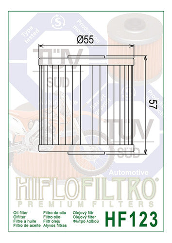 Hiflo Filtro Aceite HF 123 Kawasaki KLR 250 650 KLX Gaona Motos 1