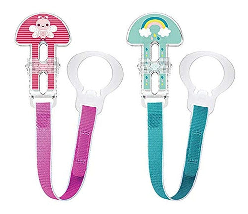 MAM Love and Affection Pacifier Clip I Love Mommy Girl 2 Count 0