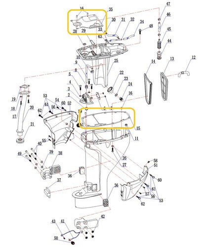 Kit De Juntas Hidea 15hp 4t Tapa De Cilindro, Asiento, Otras 1