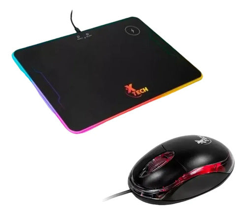 Combo Mouse Cableado Xtm-195 + Mousepad Luz Rgb Febo 0