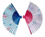 Silant 2 Hand-Painted Wooden Fans in Red and Blue with Organza 0