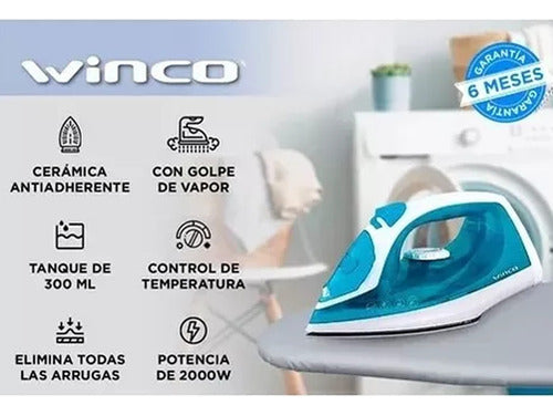 Winco Steam Iron with Ceramic Base + Premium Ironing Board 7