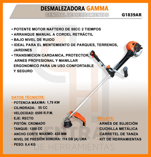 Gamma Elite 55cc 2T Explosion Gasoline Brush Cutter 1