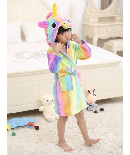 Children's Unicorn Plush Flannel Pajama Bathrobe ® Rainbow Star Unicorns 7
