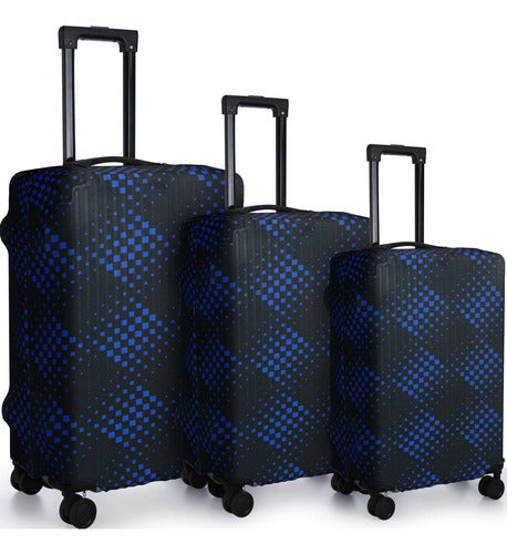 Sweetude Luggage Cover Set 3 Sizes 18 to 28 Rhombus Black Blue 0