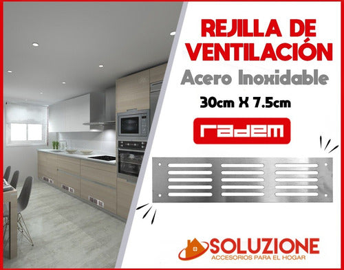 Radem Rejillas Para Ventilación Muebles, Hogar Acero Inox 30 X 7.5 1