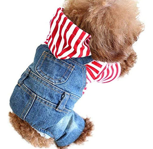 Sild Pet Denim Jumpsuit Jeans for Dogs with Hoodie 0