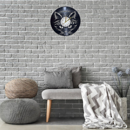 Fierro 100% Argento Vintage Cat Wall Clock Laser Cut Vinyl Disc 7