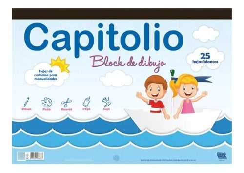 Capitolio Combo 2 Block De Hojas Blanco Nº5 + 12 Lapices De Color 1