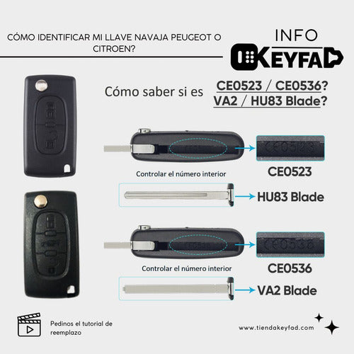 Car Key Case + 3 Button Key Auto VA2 C With Battery Holder CE0536 3