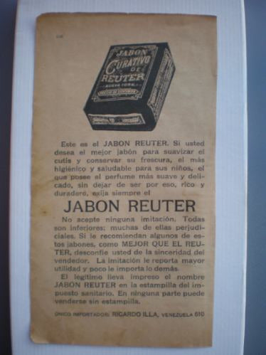 Antigua Triple Publicida Año 1906 De Jabon Reuter 0