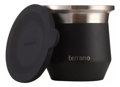 Terrano Double Layer Stainless Steel Mate with Silicone Lid + Straw 0