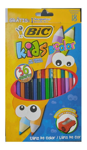 Lapices Bicolor X 18 Unidades Bic Kids 36 Colores 1