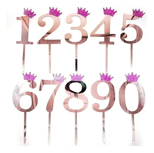 Big Globos Topper Cake Decoration Numbers Rose Gold 11cm 0