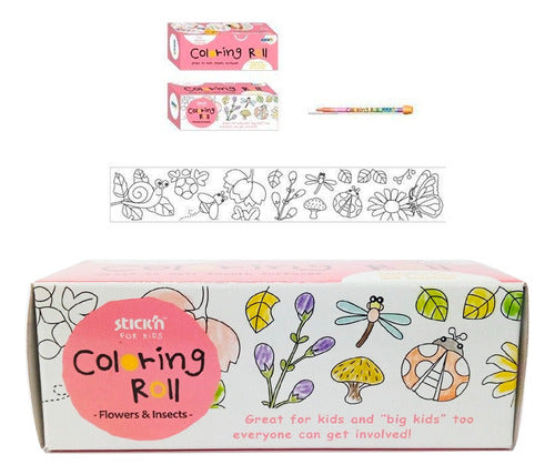 Stick'n Coloring Roll Flor Insectos 10cm 0