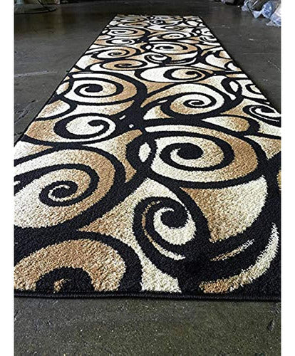 Bellagio Modern Long Contemporary Rug Runner Black 1