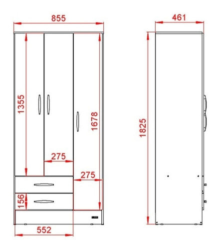 Ahorrocompras Placard Economico 3 Puertas Interior Sin Revestir 2 Cajones 7