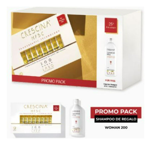 Pack crescina Re-growth Para Mujer 200 + Shampoo 0