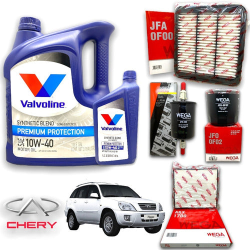 Kit Service Aceite 10w40 + 4 Filtros Chery Tiggo 2.0 08 A 14 0