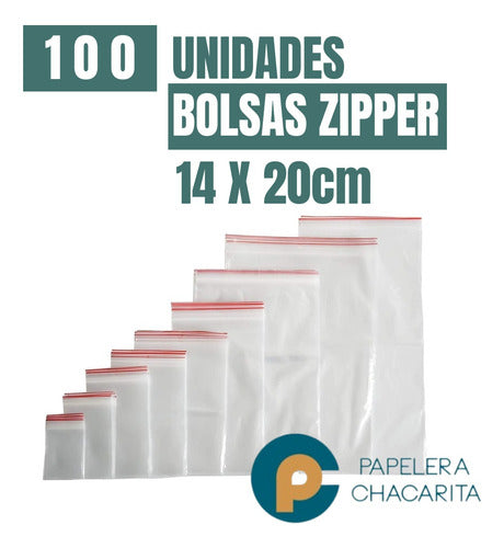 Papelera Chacarita Zipper Bags 14x20 cm Airtight Closure Pack of 100 1